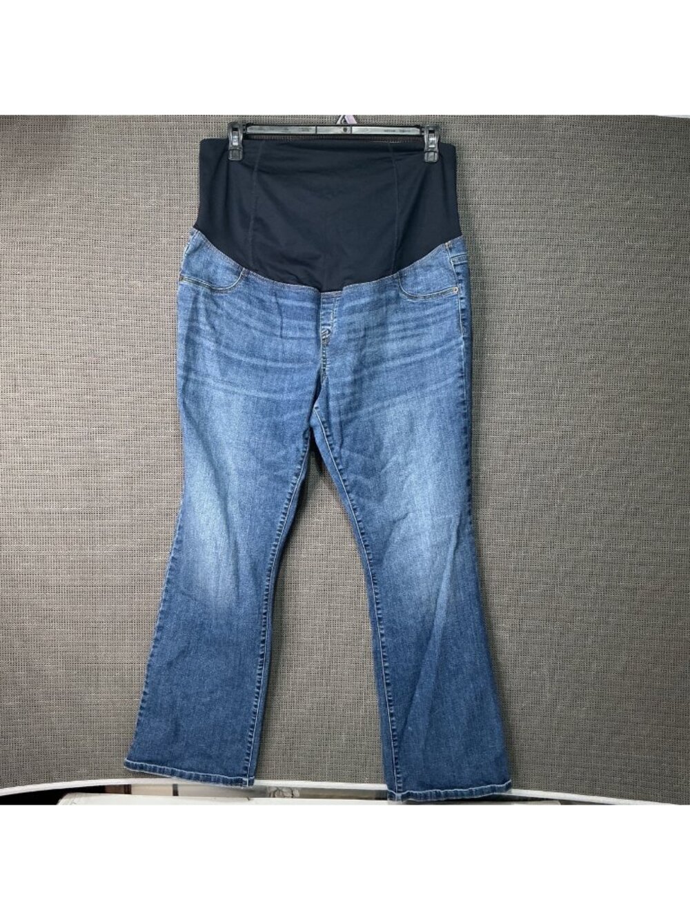 Isabel Maternity 16/33R Blue Bootcut Skinny Jeans Stretch Denim Over-Belly Panel